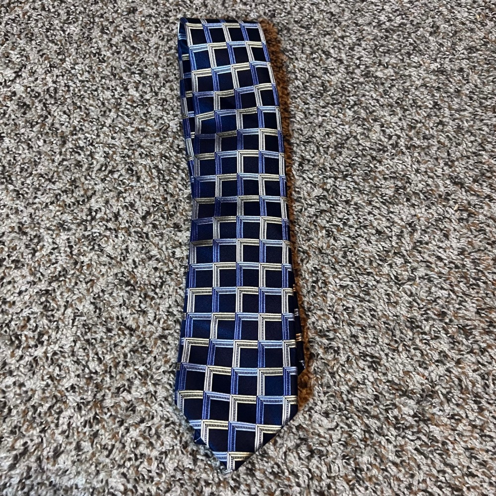 Michael Michael Kors Necktie‎ Blue Geometric Pattern Business Career